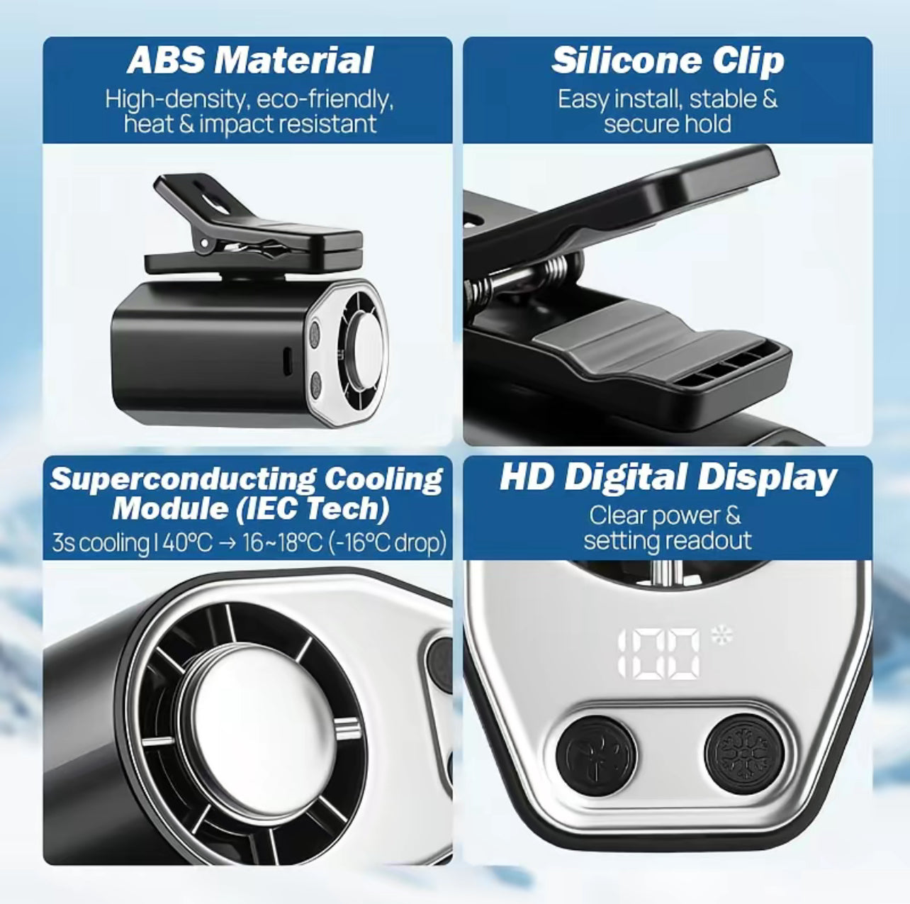 Semiconductor Cooling Car Clip On Fan
