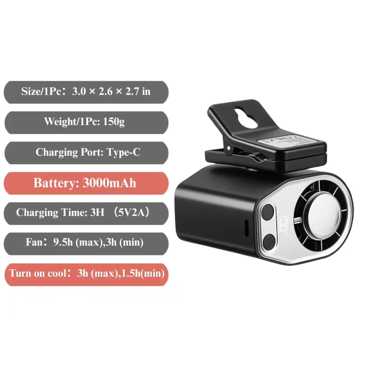 Semiconductor Cooling Car Clip On Fan